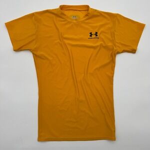 Under Armour Womens Medium HeatGear Compression Shirt Gold Mustard Yellow
